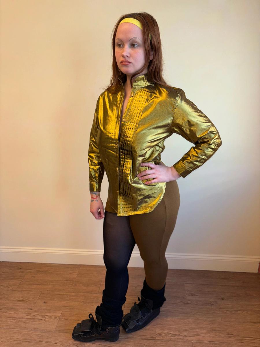 80s Kansai Yamamoto Metallic Gold Button Up Shirt product image