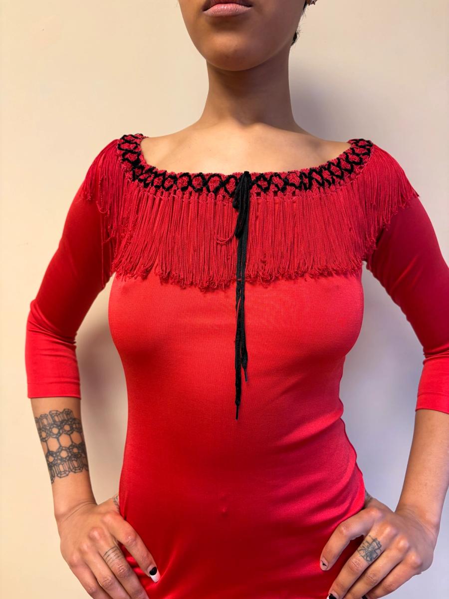 90s Chantal Thomass Red Fringe Dress product image