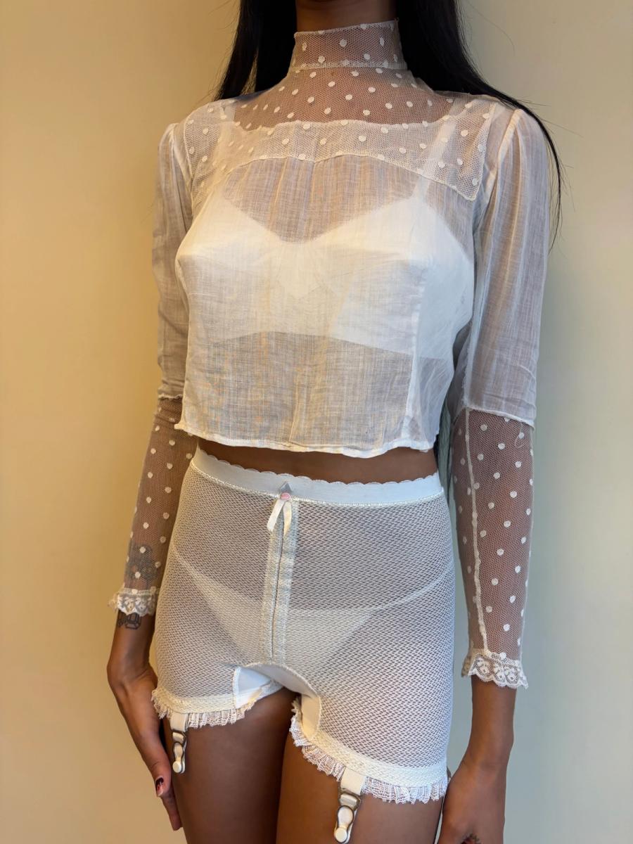 Edwardian White Lace Dot Blouse product image