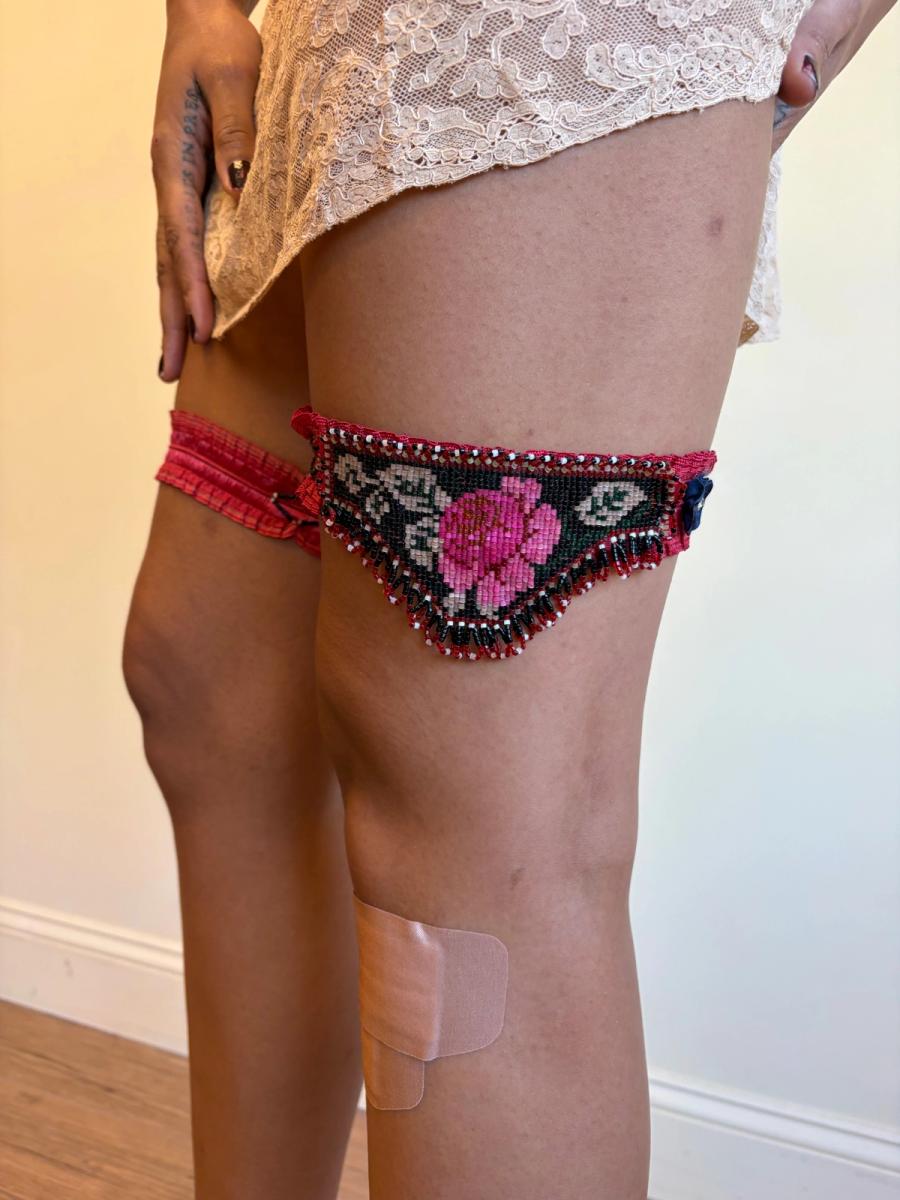 Rare 1920s Beaded Flower Garters product image