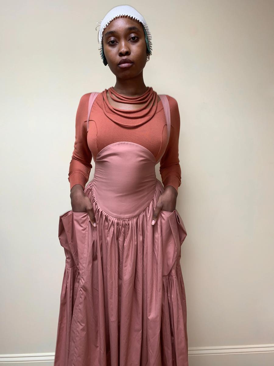 80s Norma Kamali Large Pocket Suspender Skirt product image