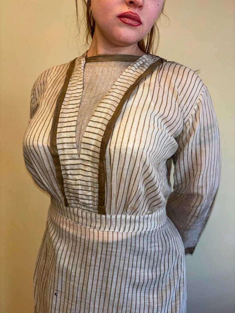 Edwardian Striped Dress Vermicular Print product image