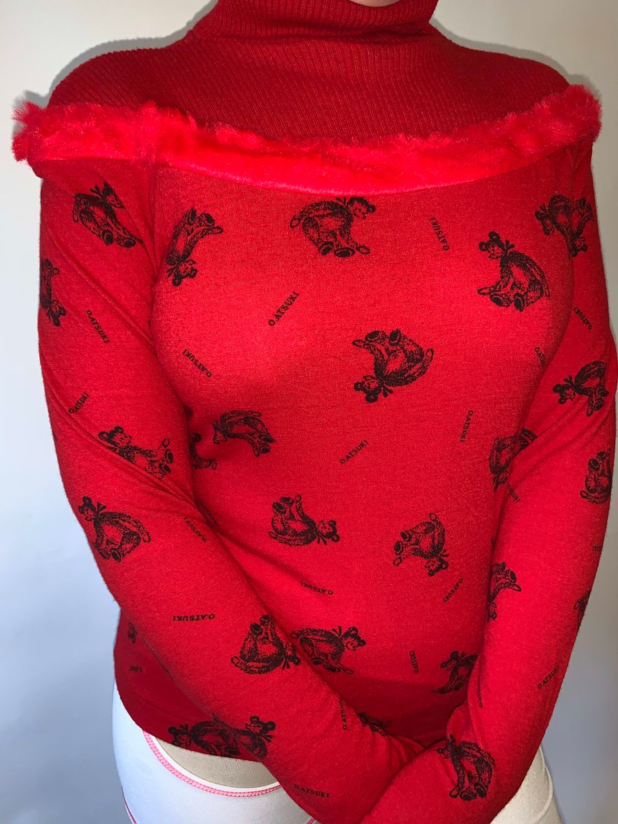 80s Atsuki Onishi Red Teddy Bear Sweater product image
