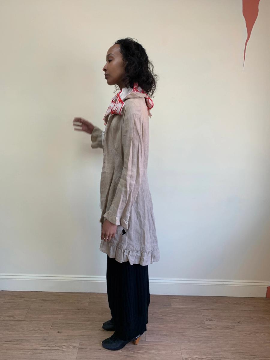 1880s Linen Jacket with Repairs product image