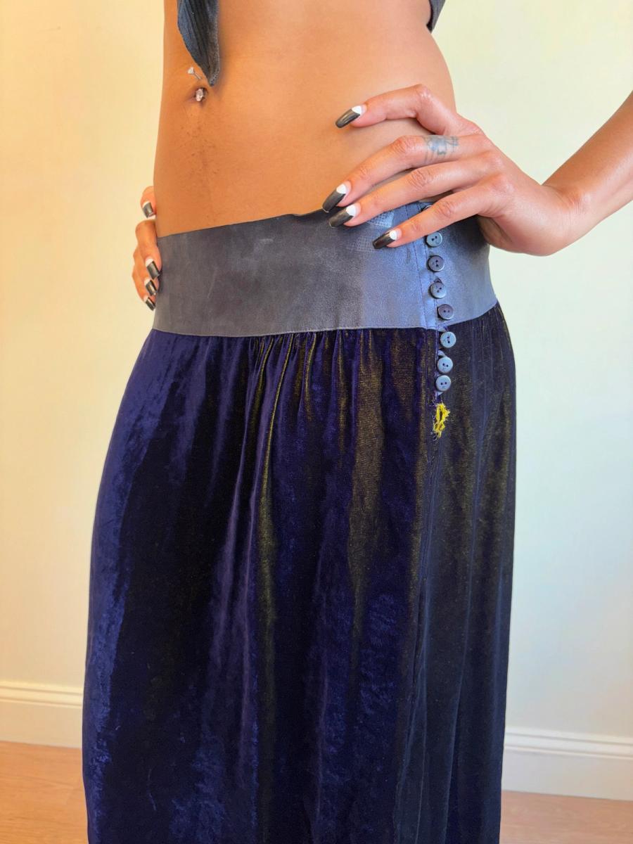 90s Krizia Changeable Velvet & Leather Skirt product image