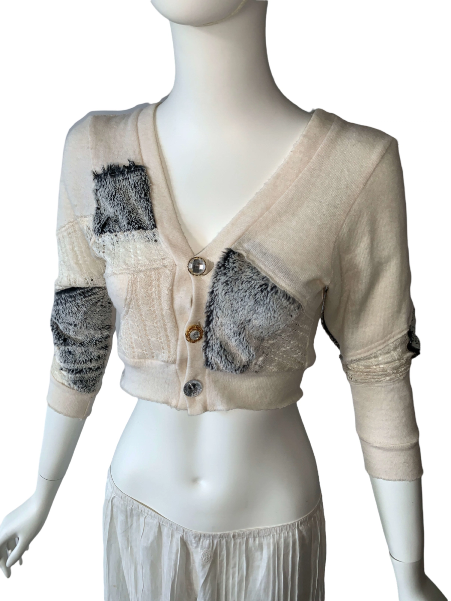 Nozomi Ishiguro Faux Fur Patchwork Sweater product image