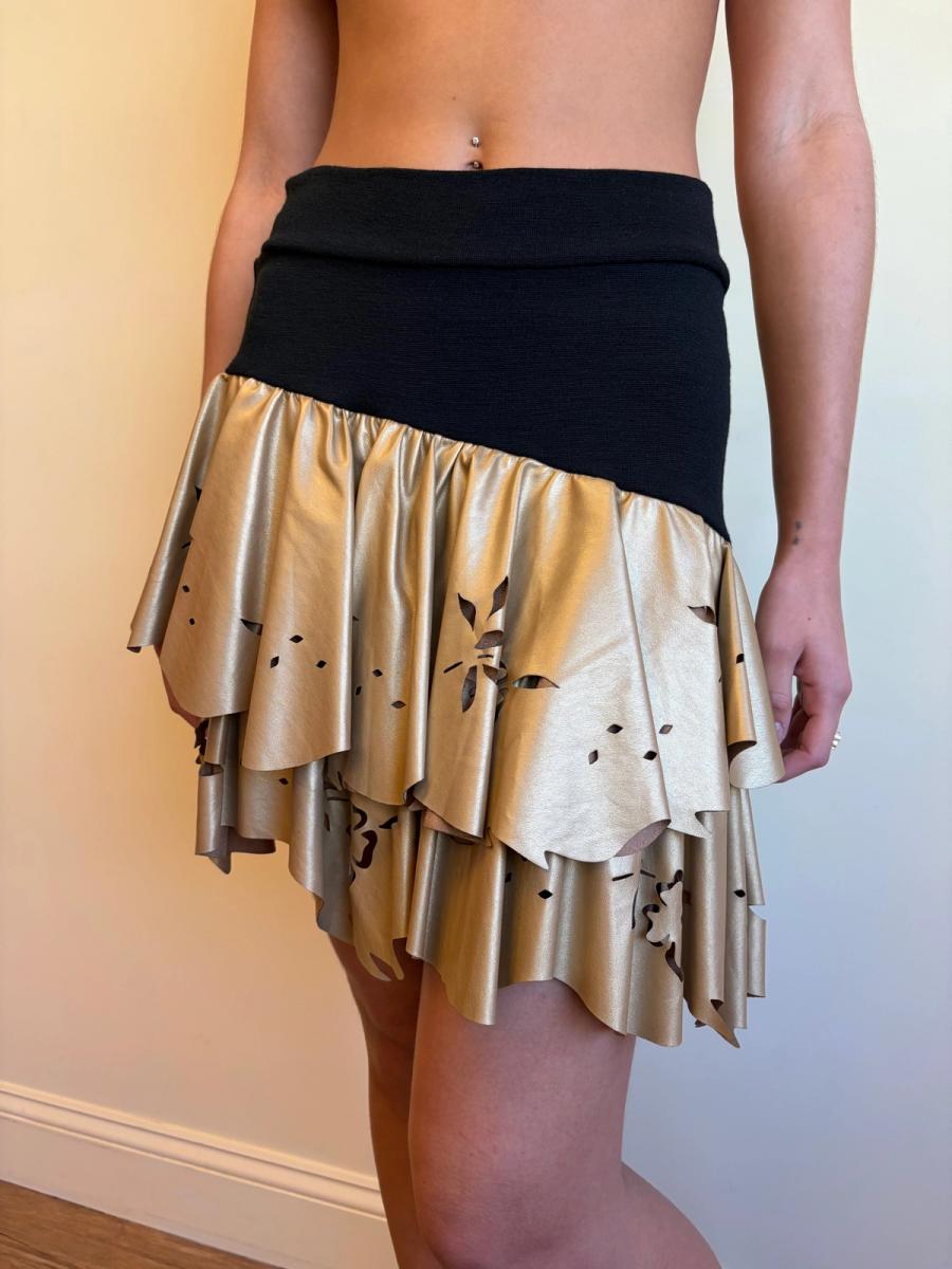 80s Yvan & Marzia Asymmetrical Gold Skirt product image