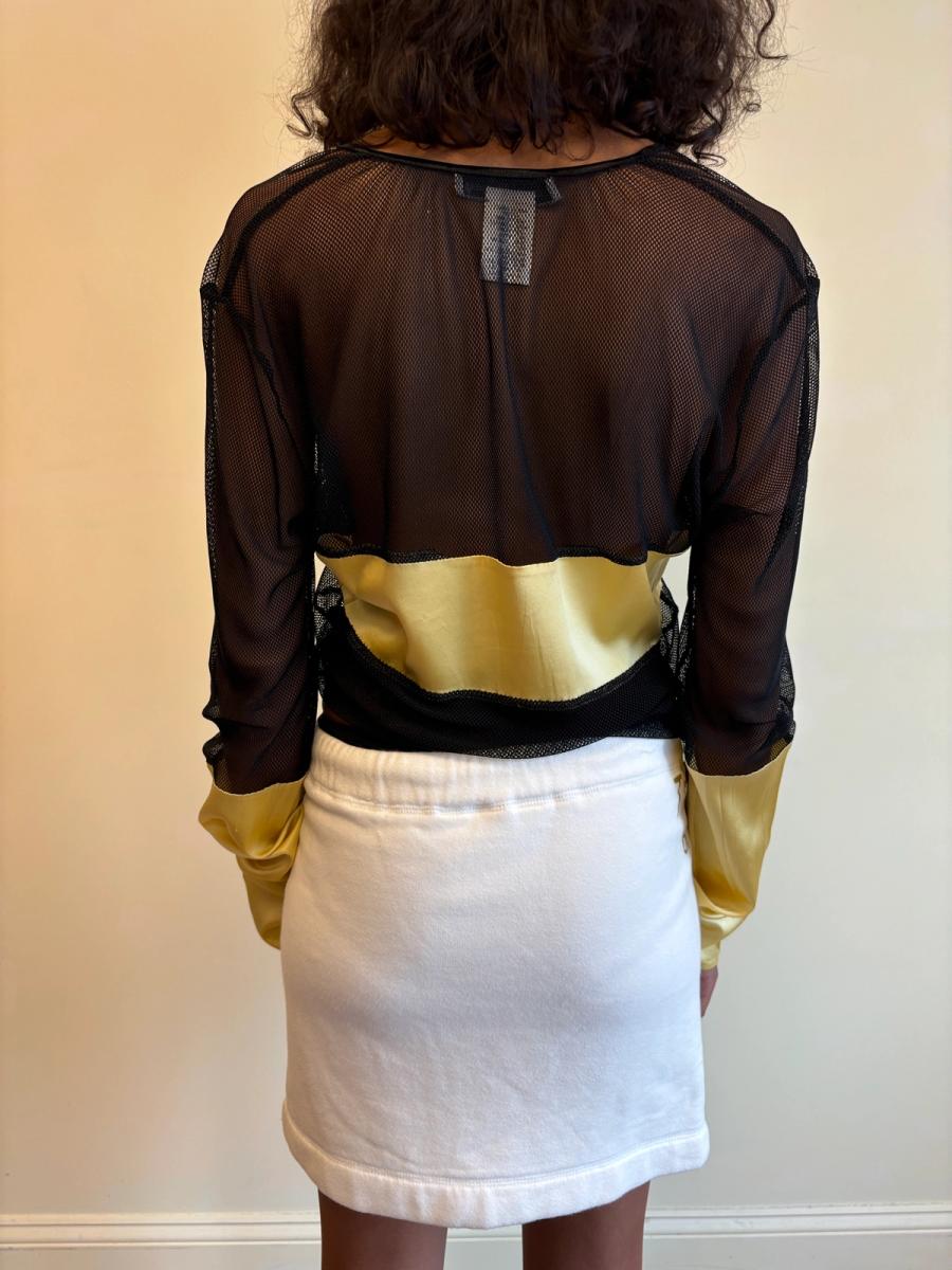 Vintage Chantal Thomass Yellow Silk and Mesh Top product image