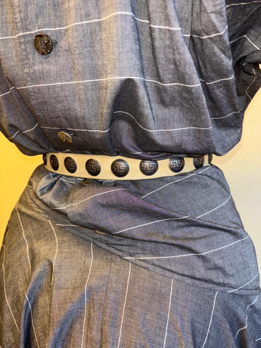 Late 70s Claude Montana Greek Key Studded Belt product image