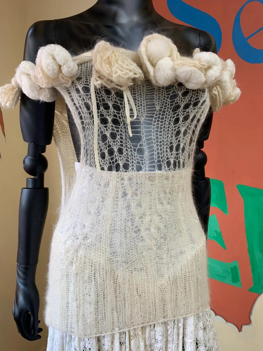 20,000,000 fragments Mohair Knit Top with Sculptural Neckline product image