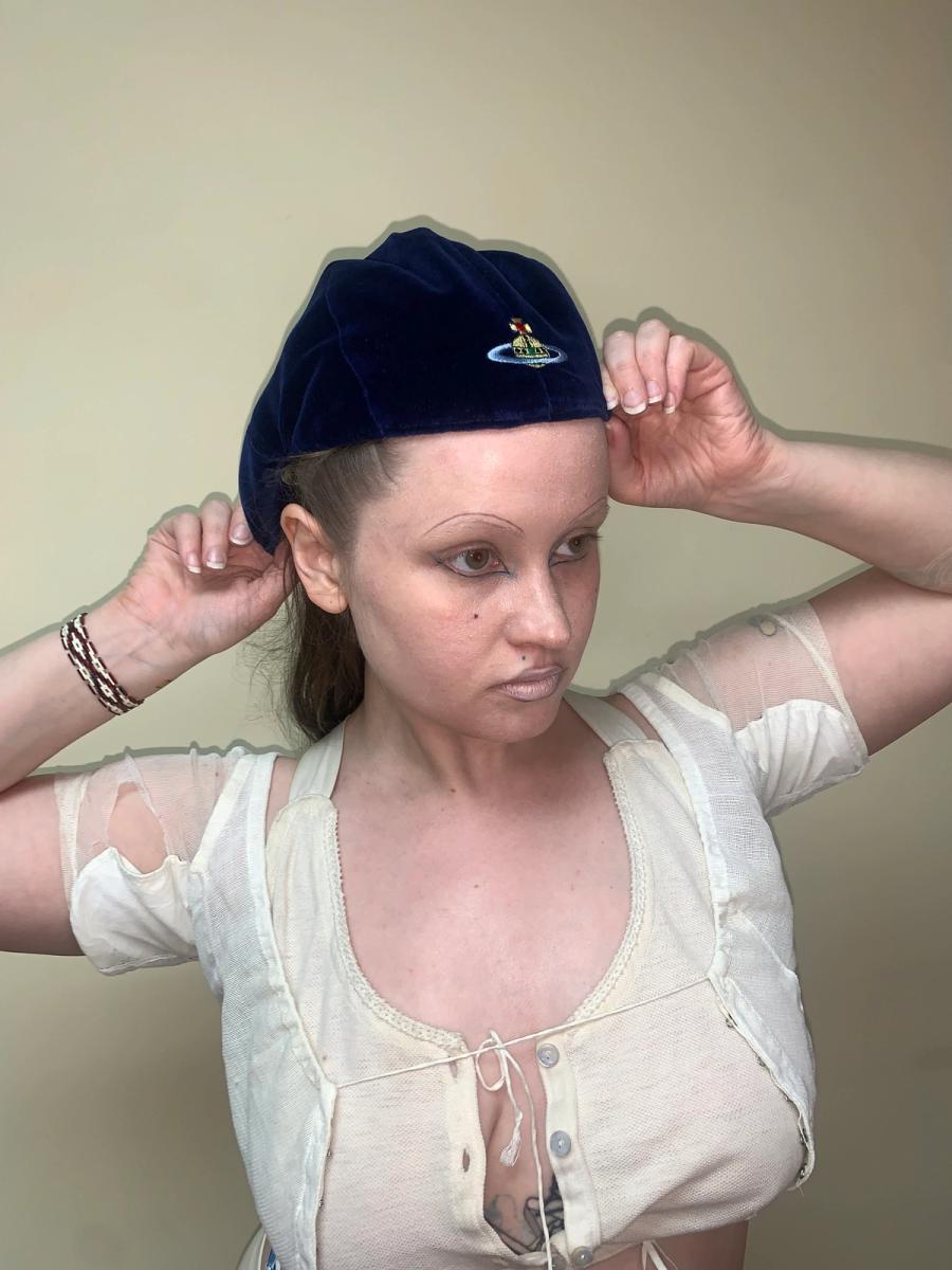90s Vivienne Westwood Royal Blue Velvet Orb Cap product image