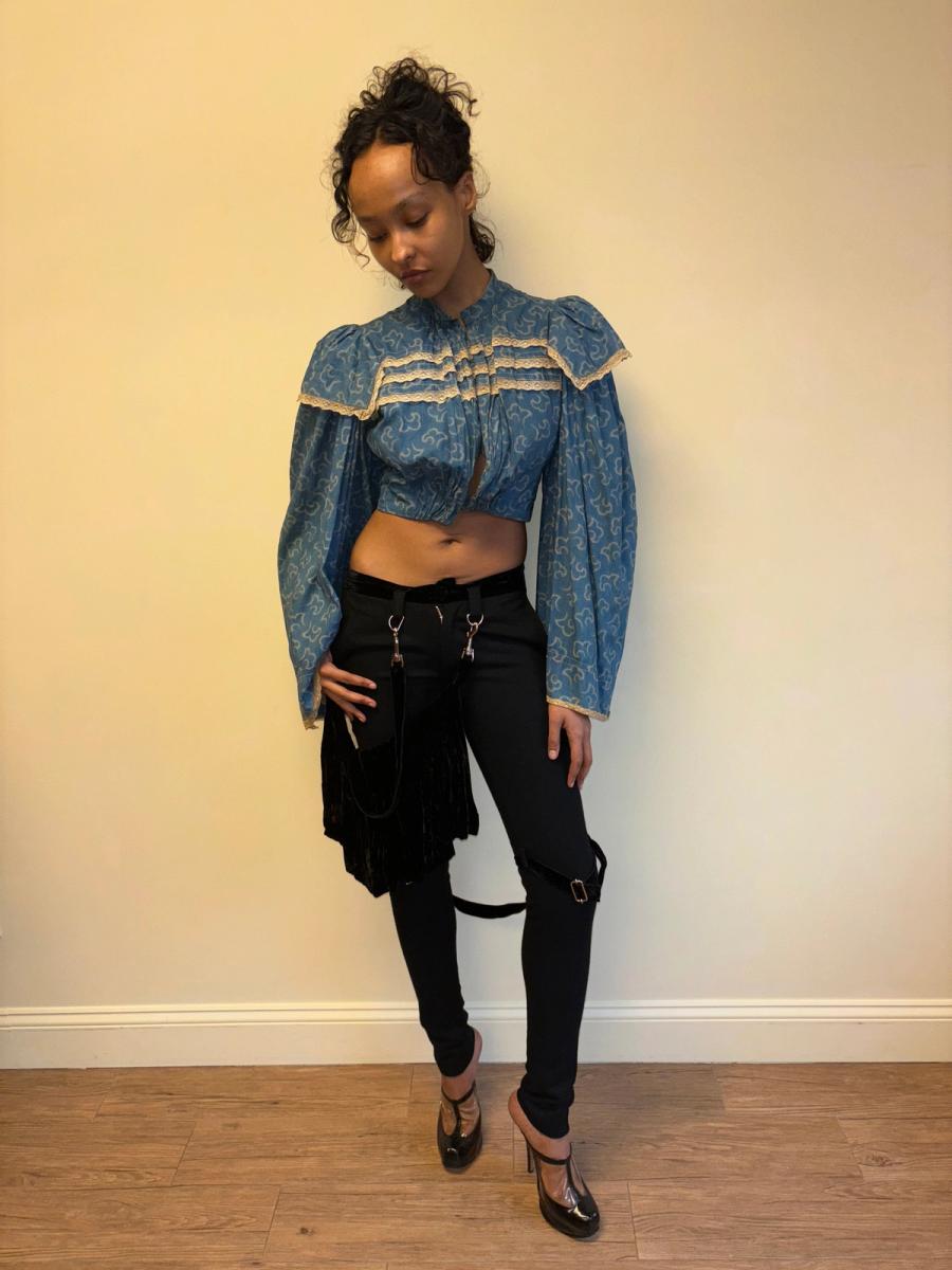 1860s Rare Bell Sleeve French Calico Bodice product image