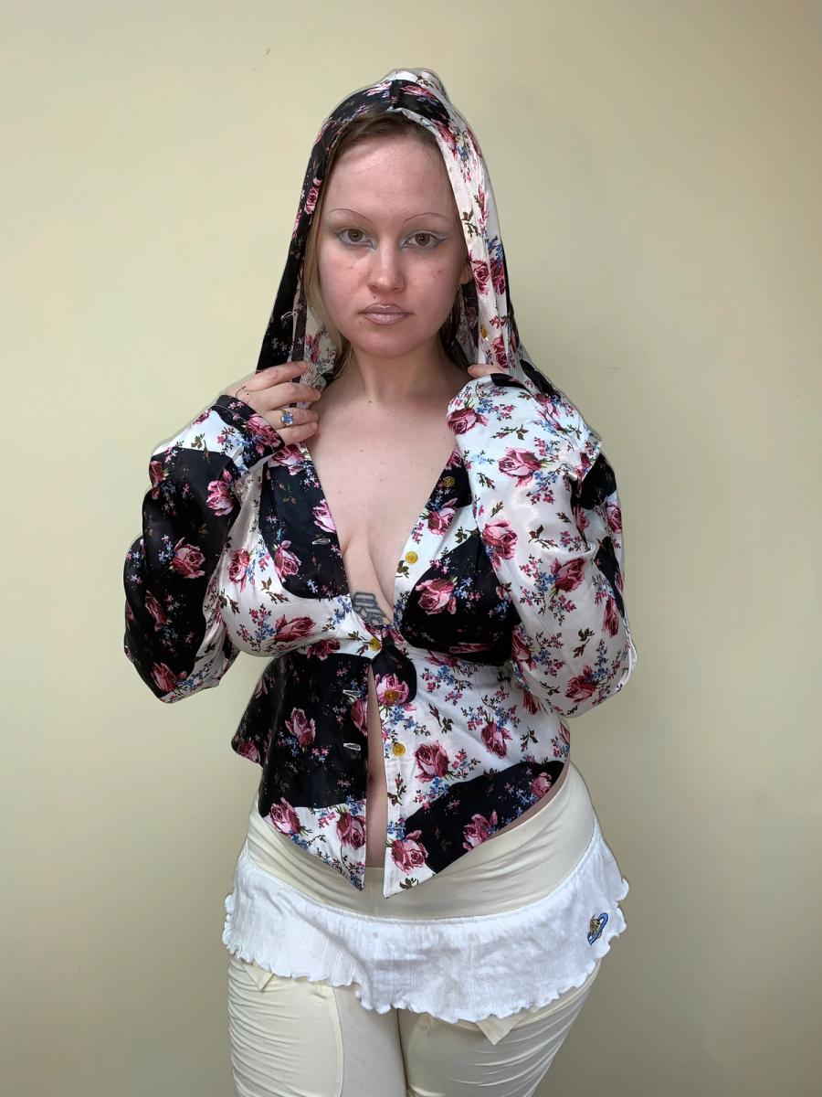 1996 Vivienne Westwood Rose Print Hooded Blouse product image