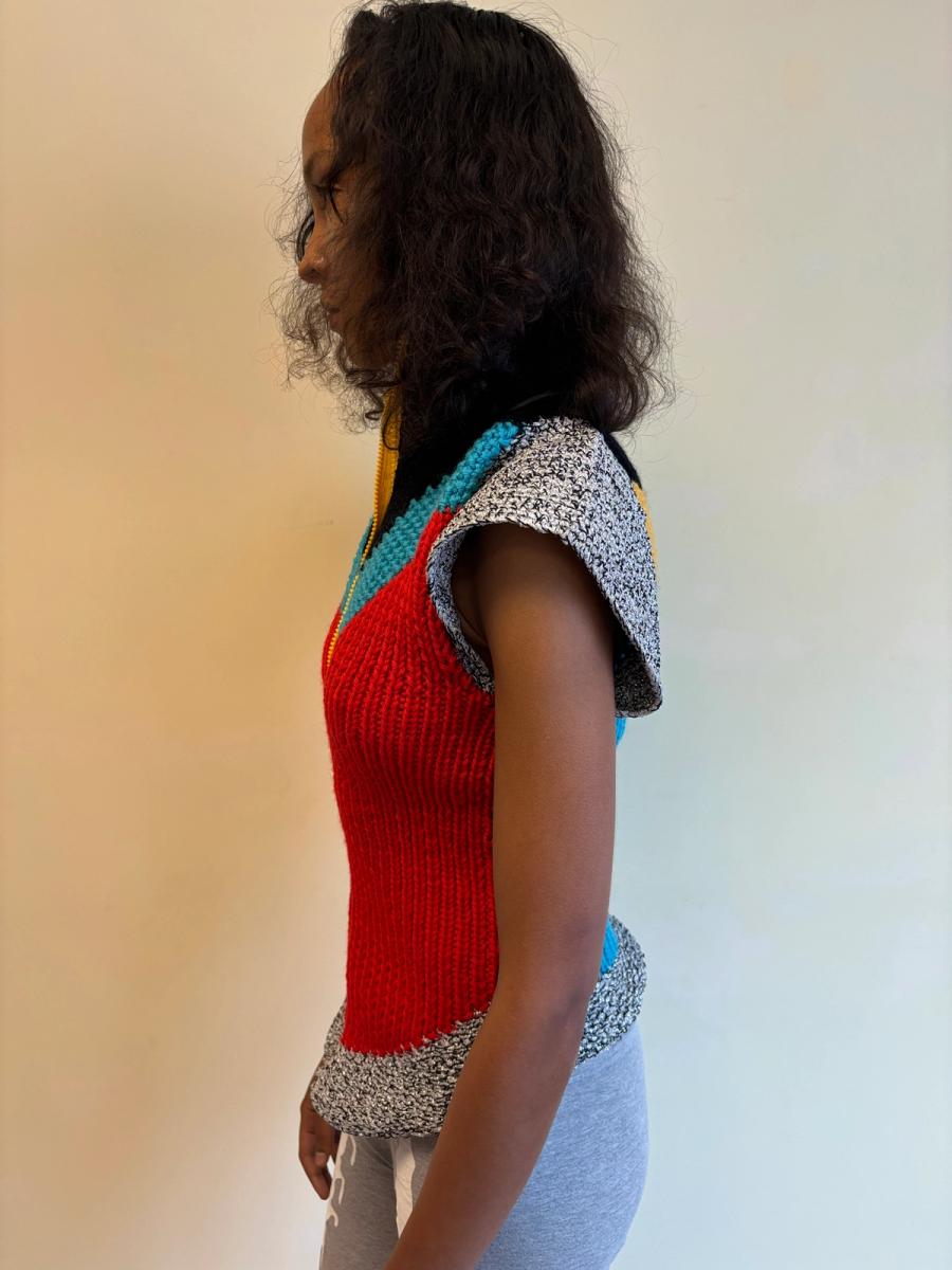 Michelle Pesetti Avant-Garde Colorblock Handknit Top product image