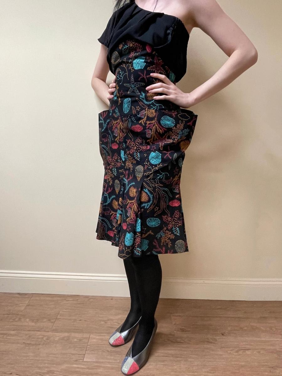 80s Norma Kamali Ultra Hi-Waist Sea Print Skirt product image