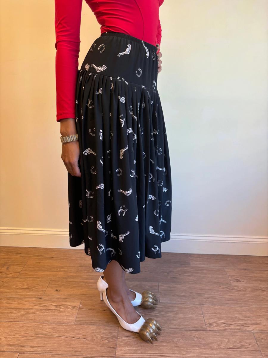 80s Norma Kamali Western Print Skirt product image