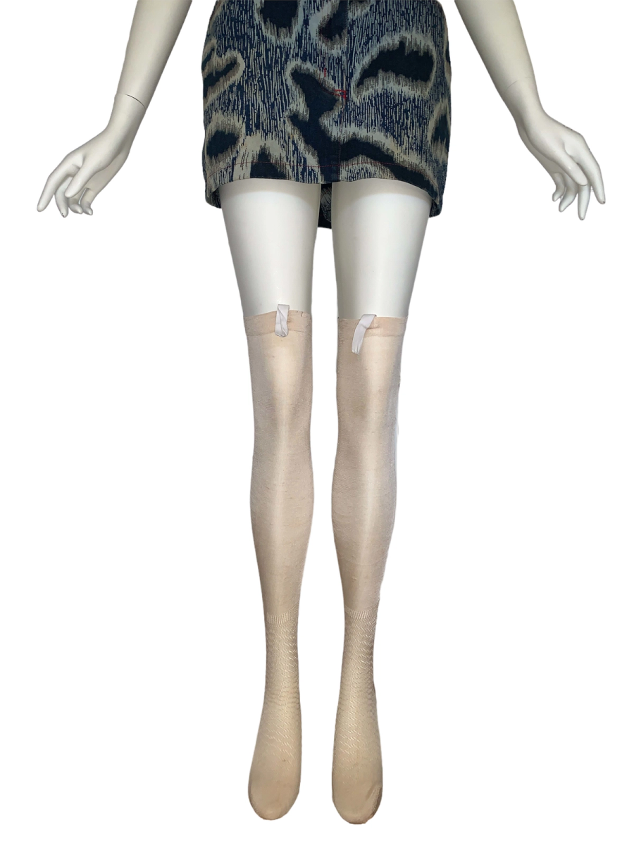 French Antique Silk Stockings with Garter Tabs product image