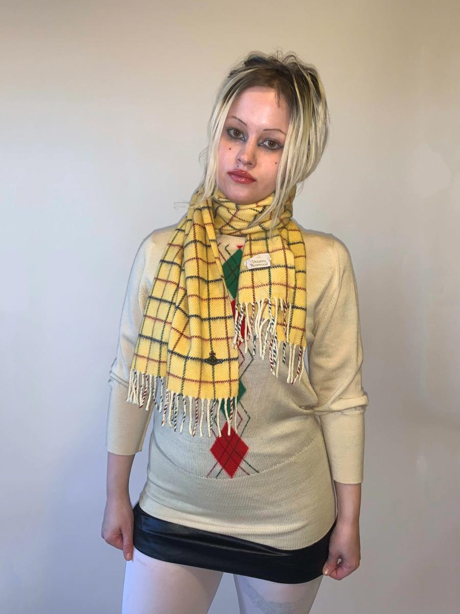 90s Vivienne Westwood Windowpane Plaid Scarf product image