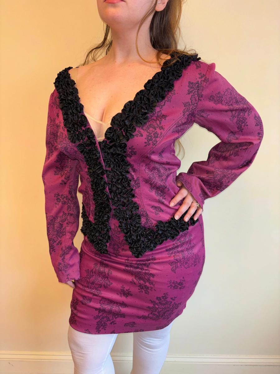 Vintage Chantal Thomass Hot Pink Lace Print Suit product image