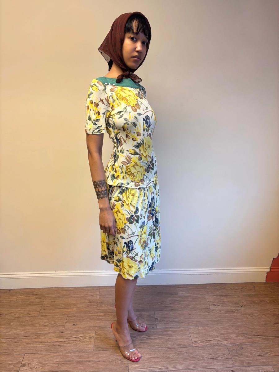 1940s Floral Print Drop Waist Dress product image