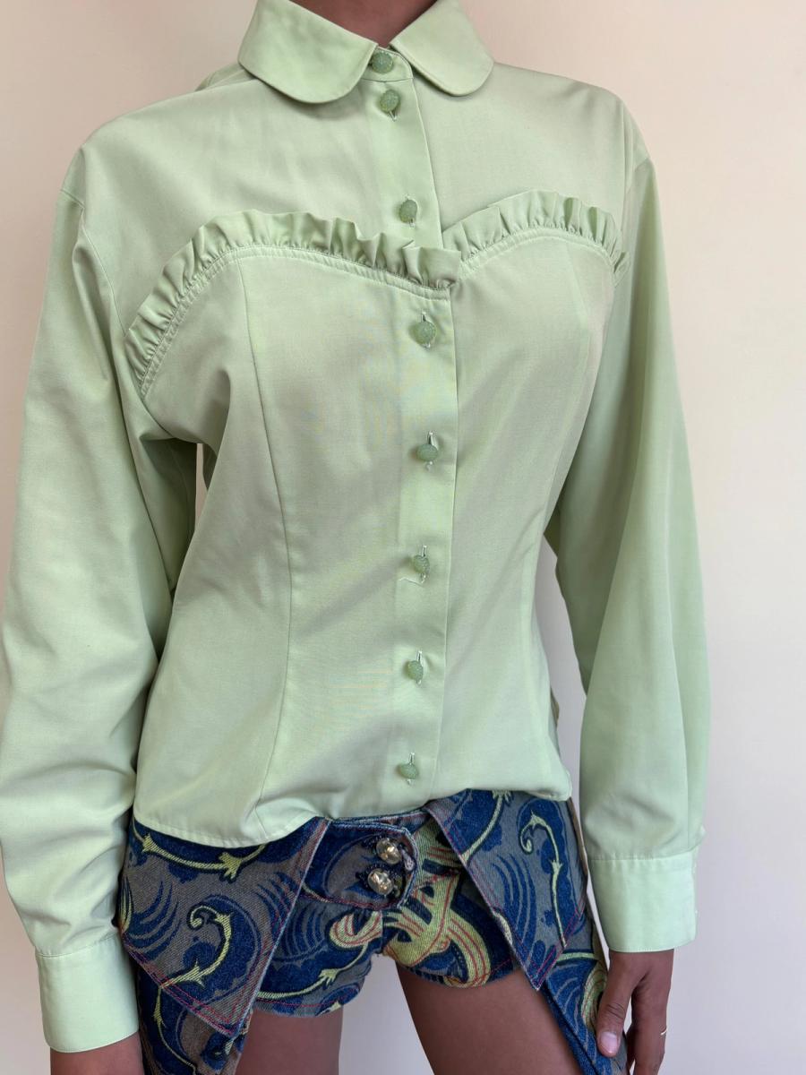 90s Chantal Thomass Chartreuse Button Up Shirt product image