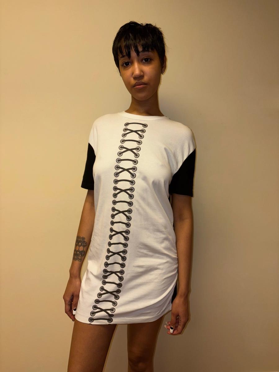 80s Claude Montana Trompe L'oeil Lace Up Tunic product image