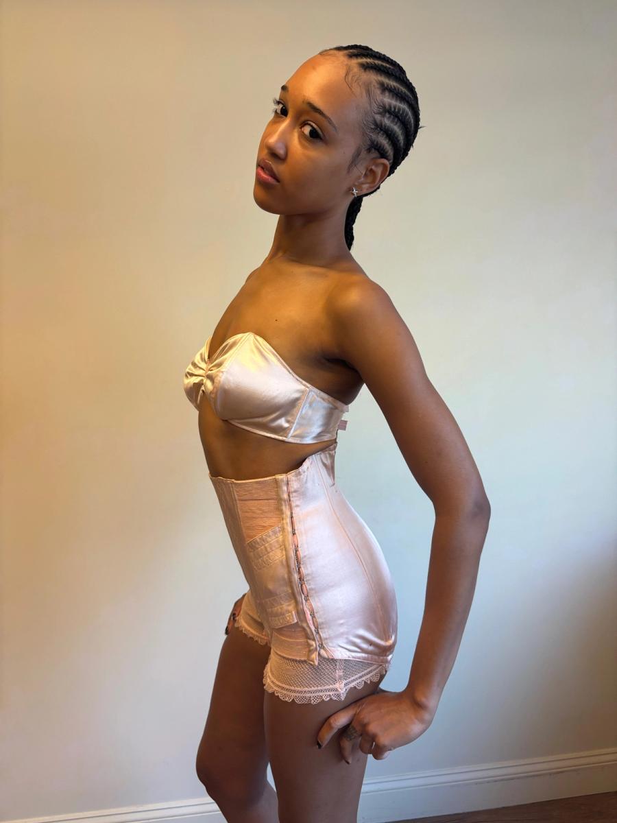 1930s Pink Satin Girdle product image