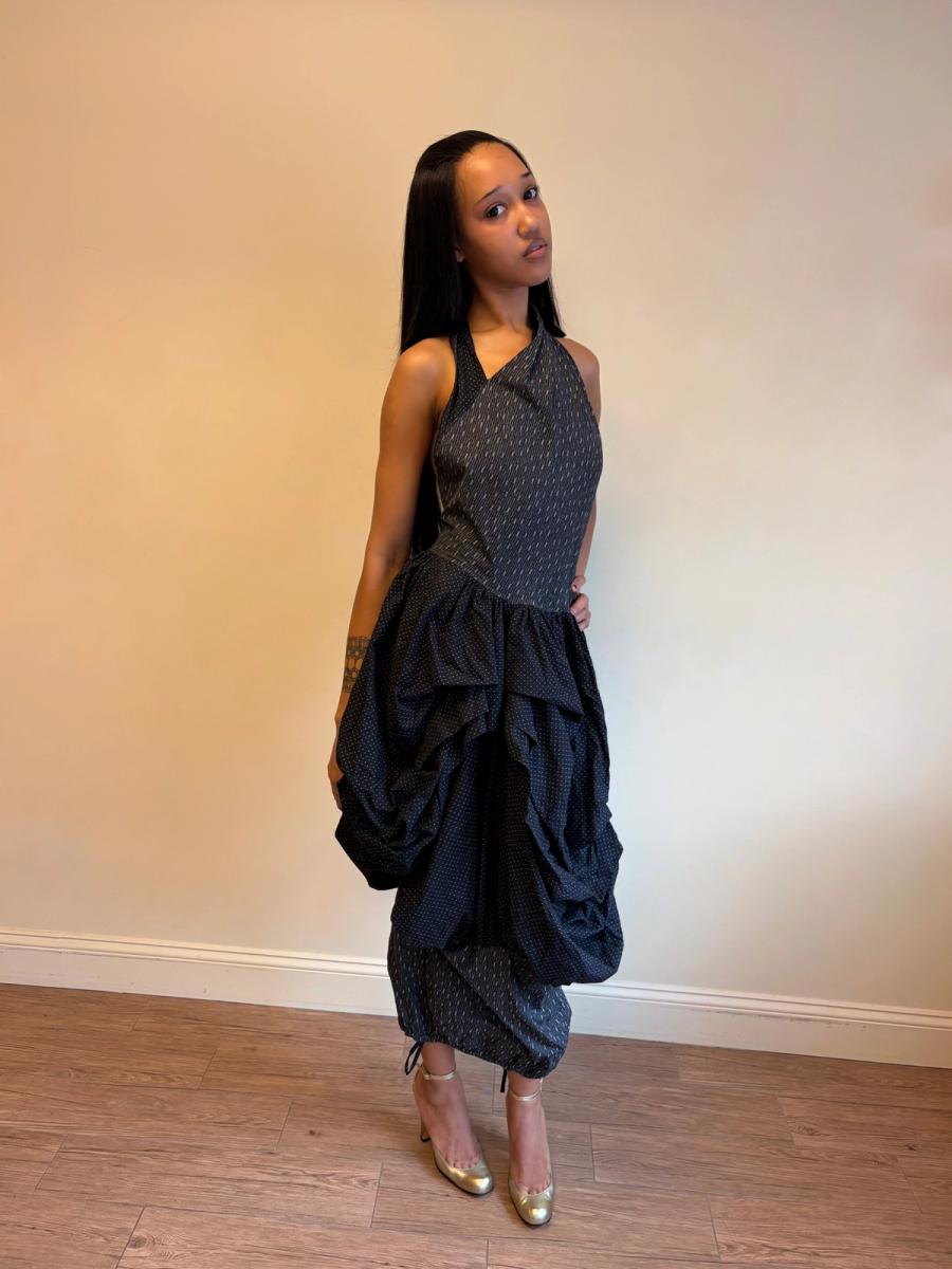 80s Popy Moreni Asymmetrical Ruched Dress product image