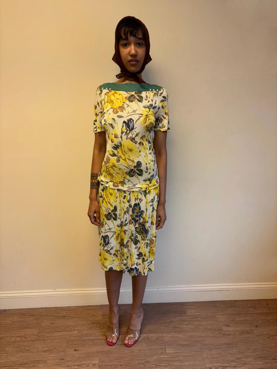 1940s Floral Print Drop Waist Dress product image