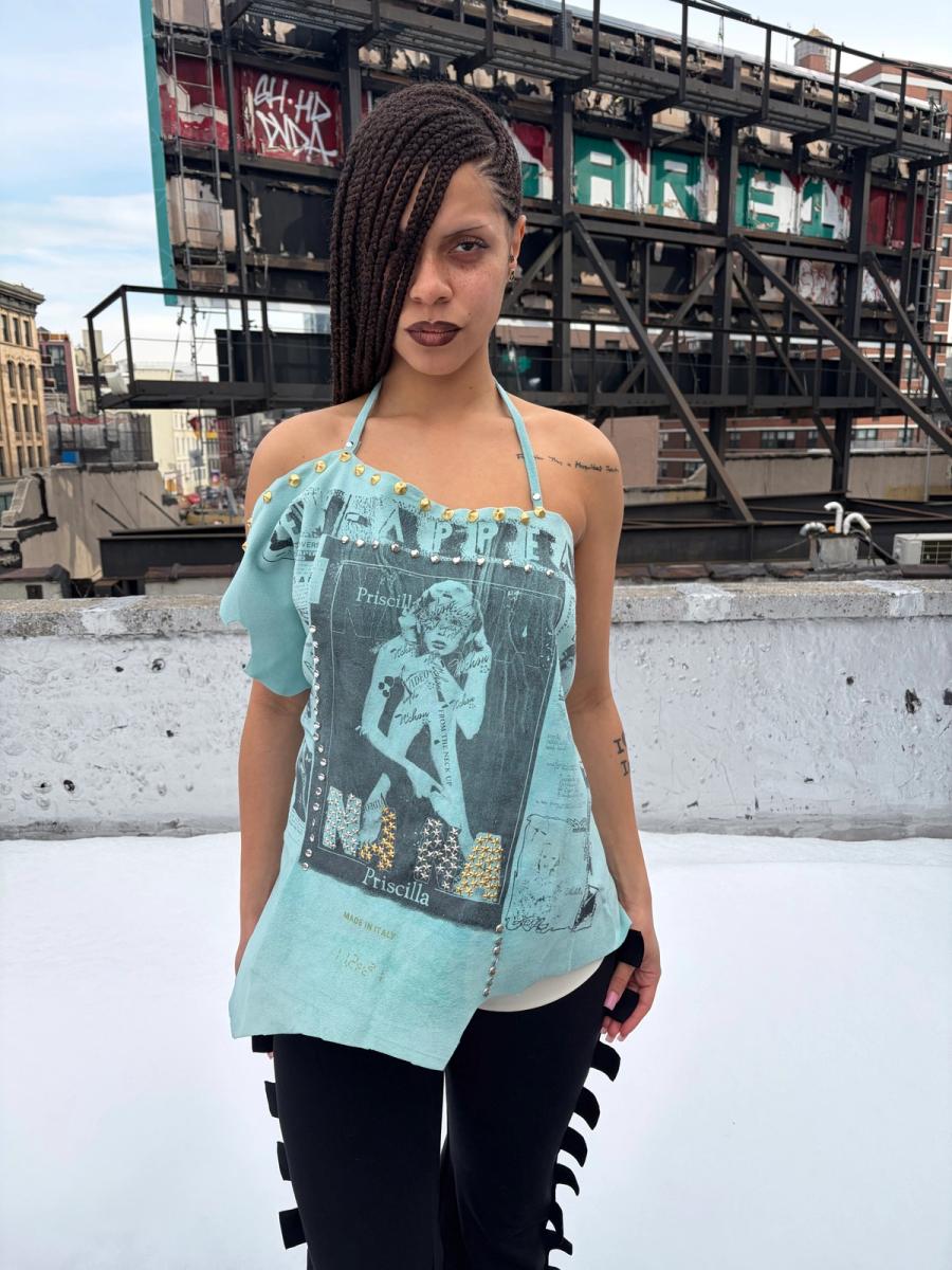 NANA Studded Turquoise Suede Halter product image