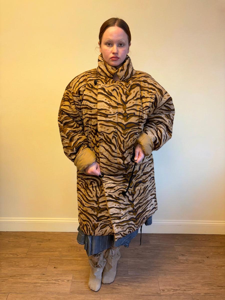 90s Norma Kamali Tiger Print Sleeping Bag Coat product image