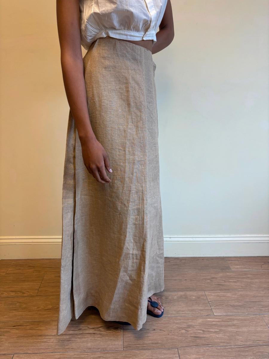 Edwardian Buff Linen Travel Skirt product image