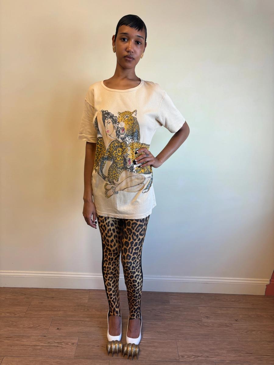 80s Krizia Big Cat and Pin-up Girl Shirt product image