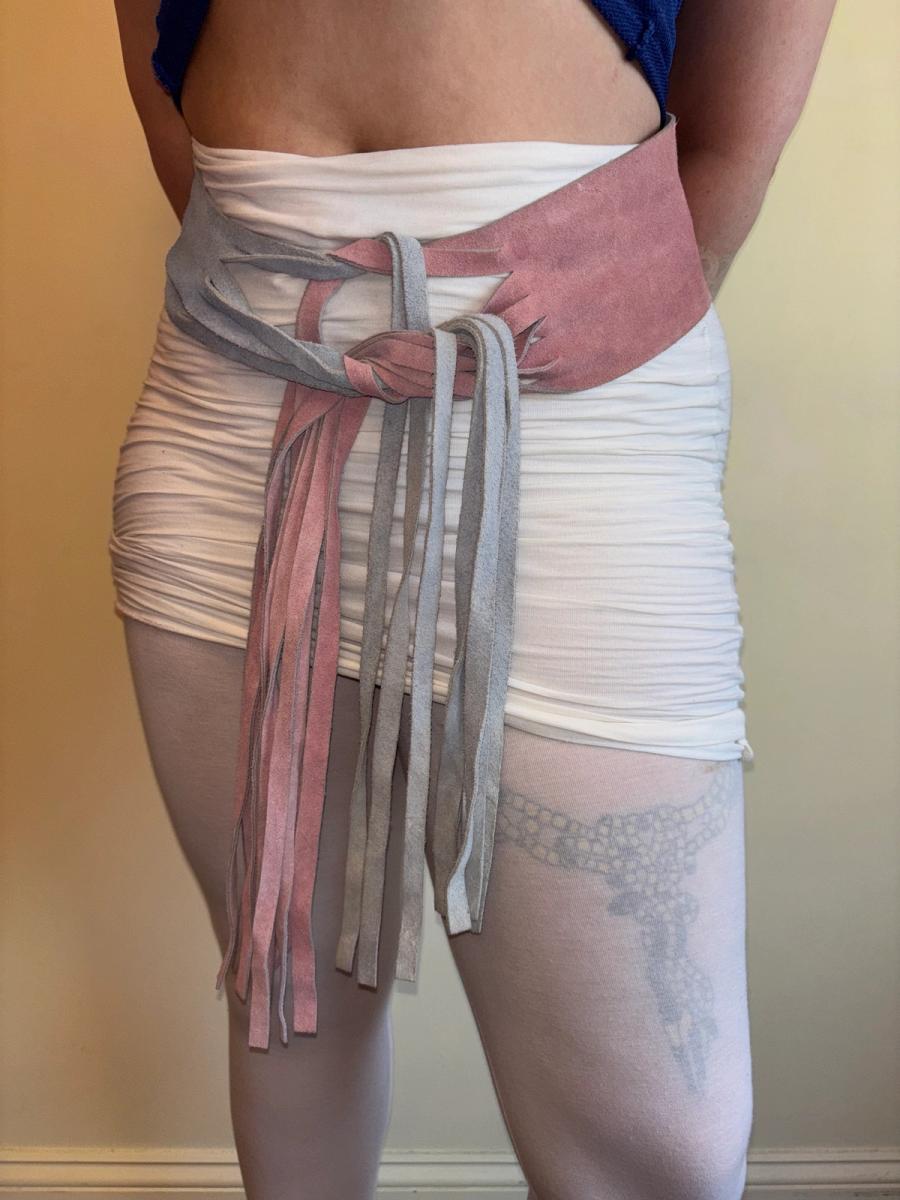 1970s Pastel Buckskin Fringe Belt product image