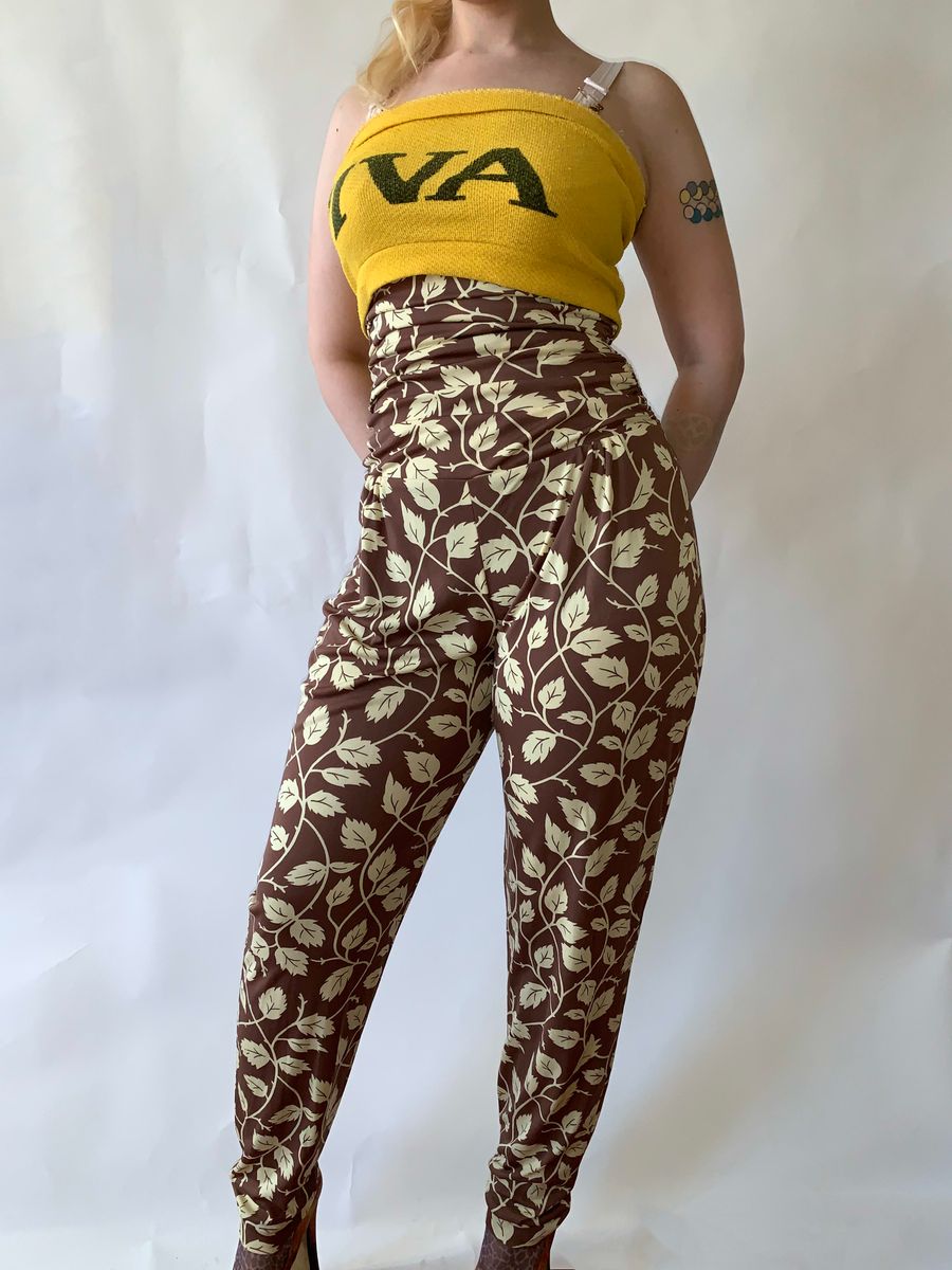 Norma Kamali OMO Giraffe/Vine Print High Waist Pants product image