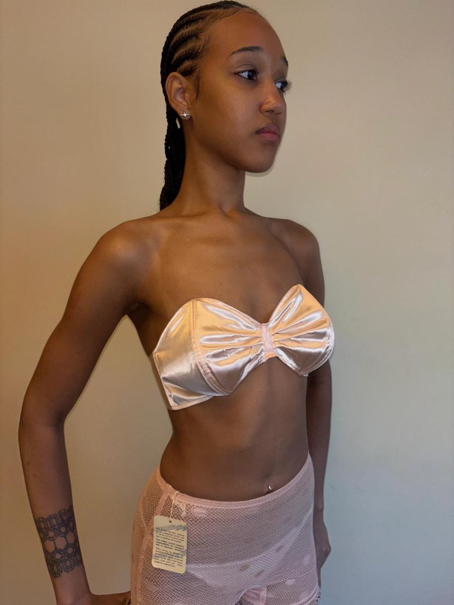 40s French Pink Satin Bra product image
