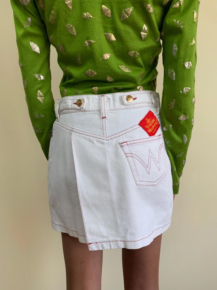 90s Vivienne Westwood White Denim Miniskirt product image