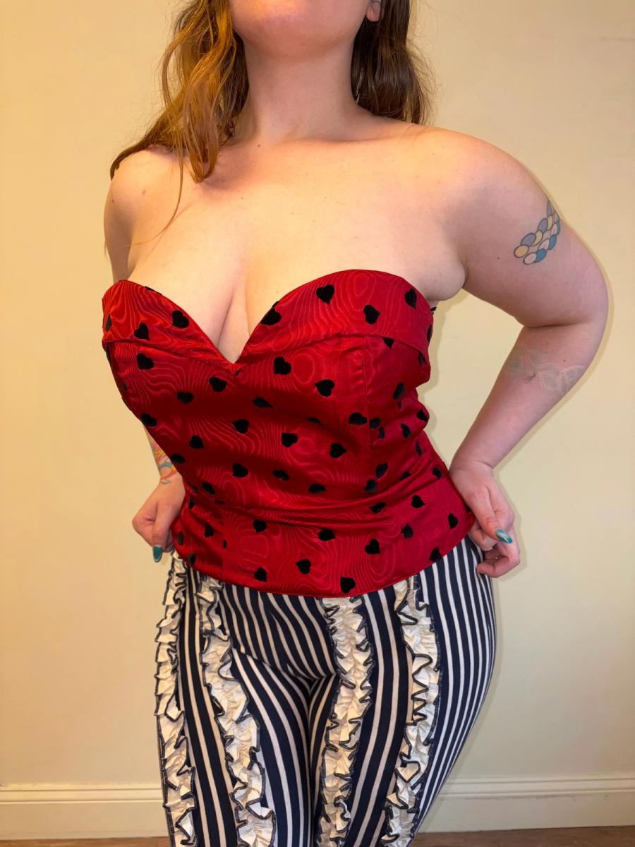 80s Krizia Moiré Flocked Bustier product image