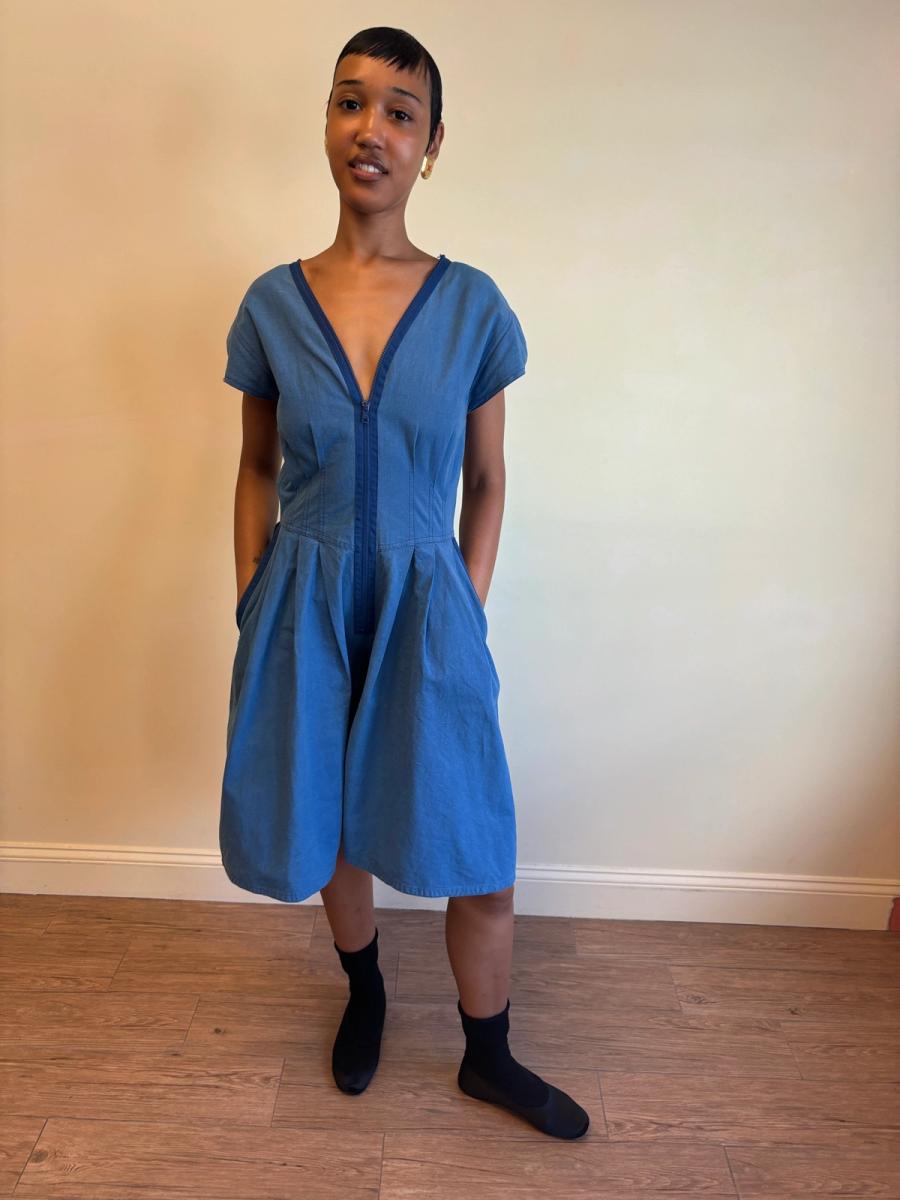 80s Krizia Chambray Romper with Zippers product image