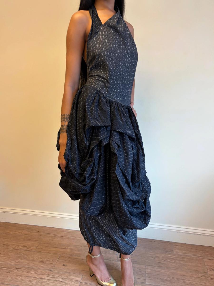 80s Popy Moreni Asymmetrical Ruched Dress product image