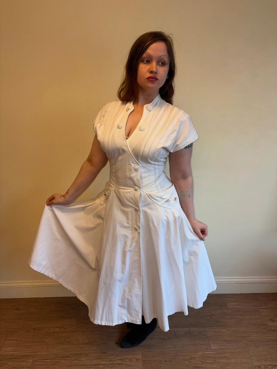1980s Claude Petin Sweeping Fit & Flare Dress product image