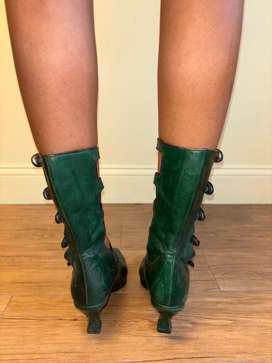 90s Chantal Thomass Green Leather Cutout Heels product image