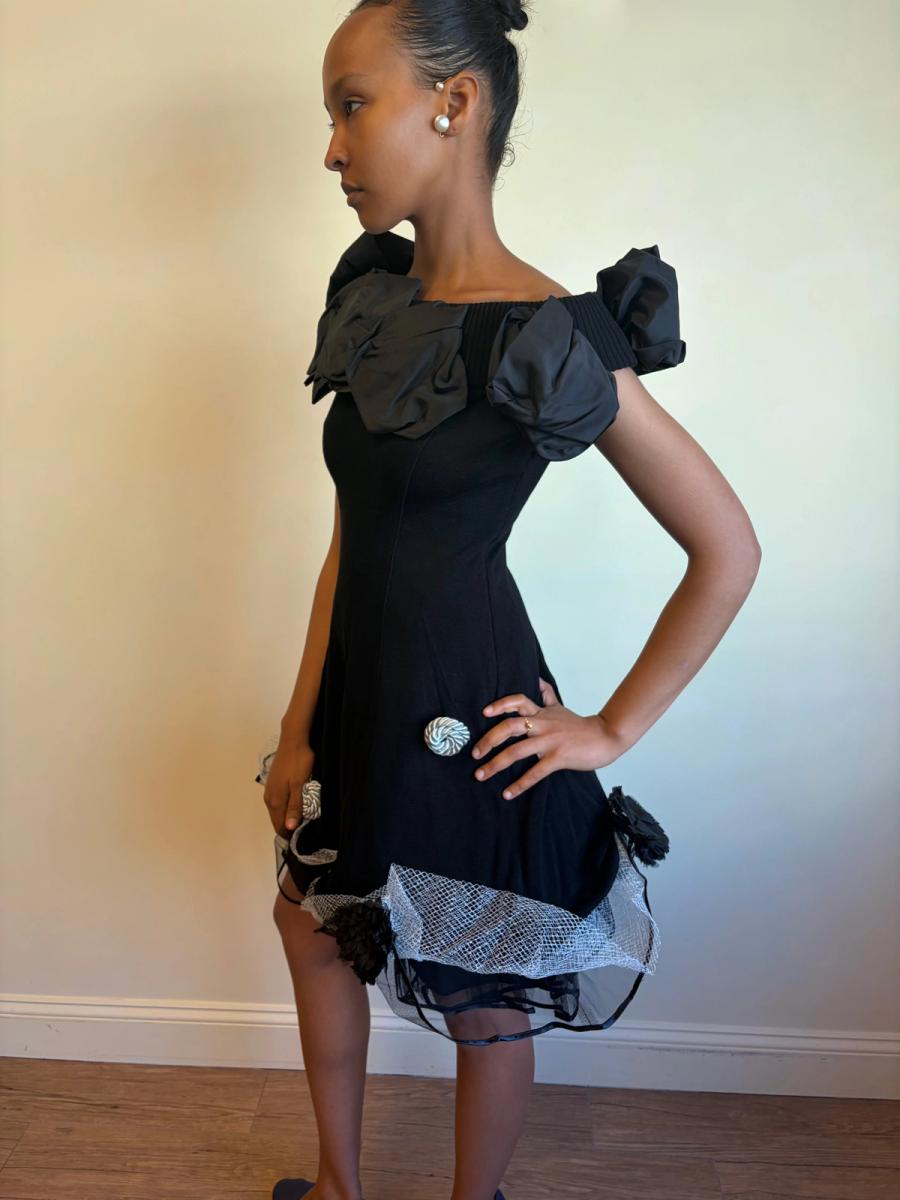 80s Atsuki Onishi Knit Dress with Crinoline and Brooches product image