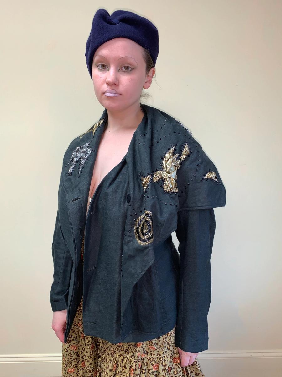 Kansai Yamamoto Asymmetrical Jacket with Bird Embellishment product image