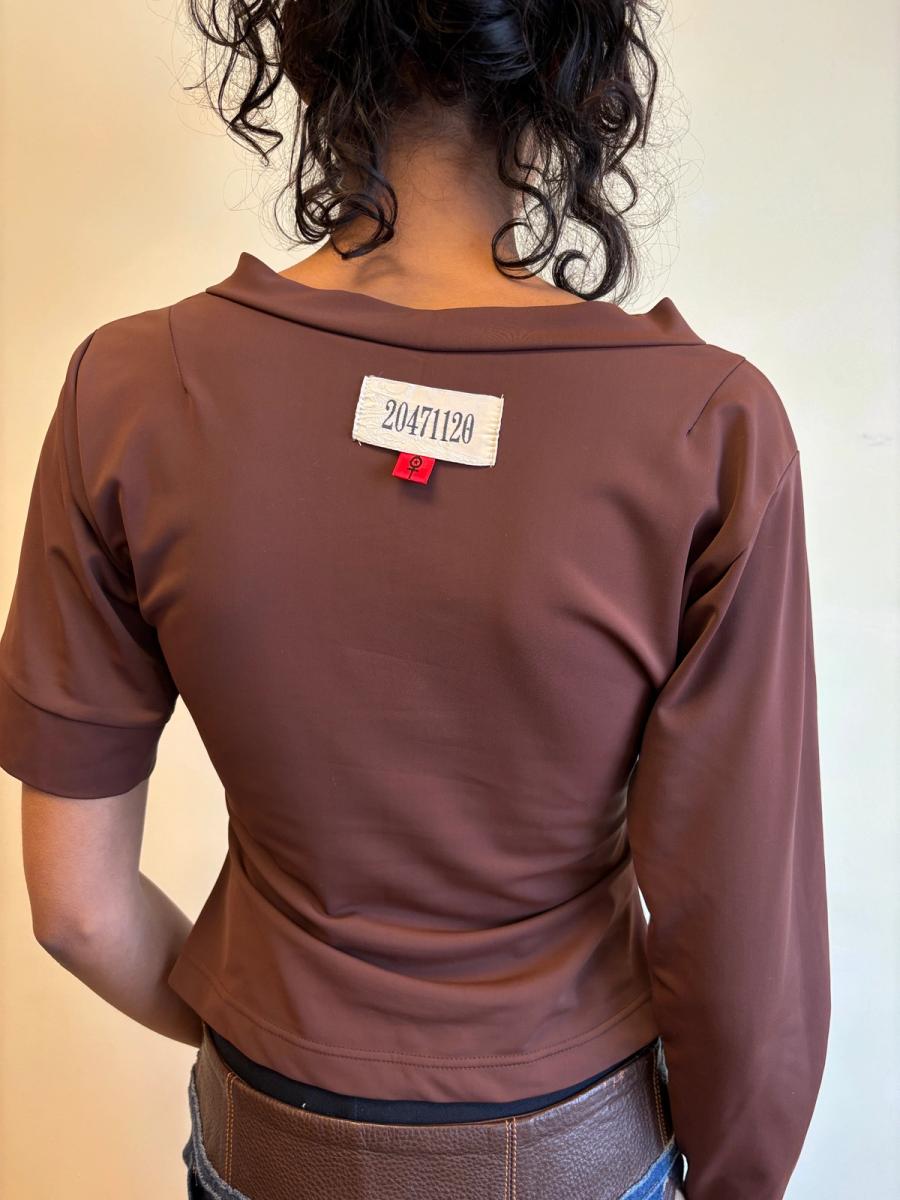 90s 20471120 Asymmetrical Brown Shirt product image