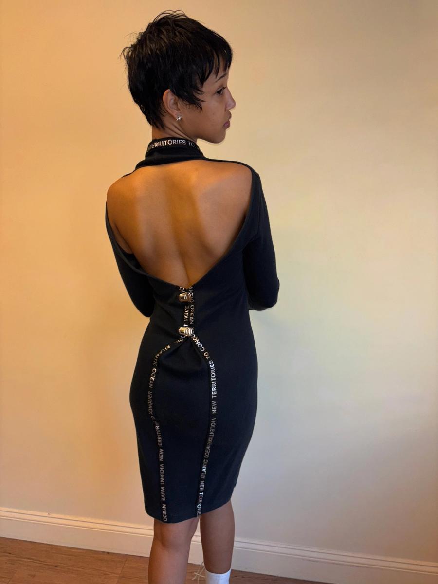 80s Kansai Yamamoto Suspender Clip Text Dress product image