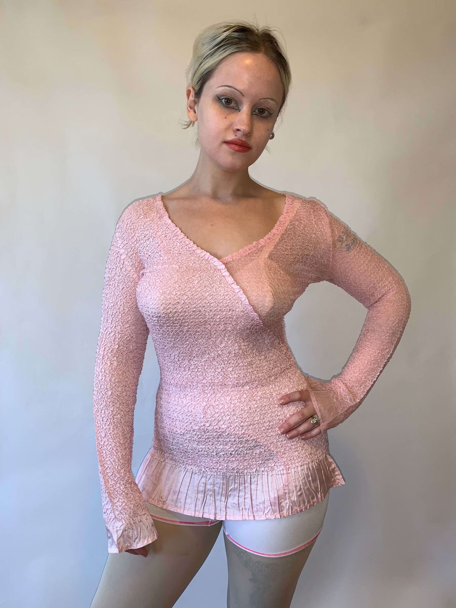 Yoshiki Hishinuma Crinkled Pink Top product image