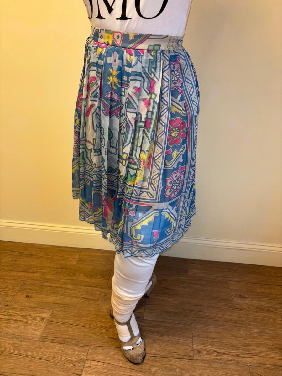 80s Ungaro Pleated Floral Chiffon Skirt  product image