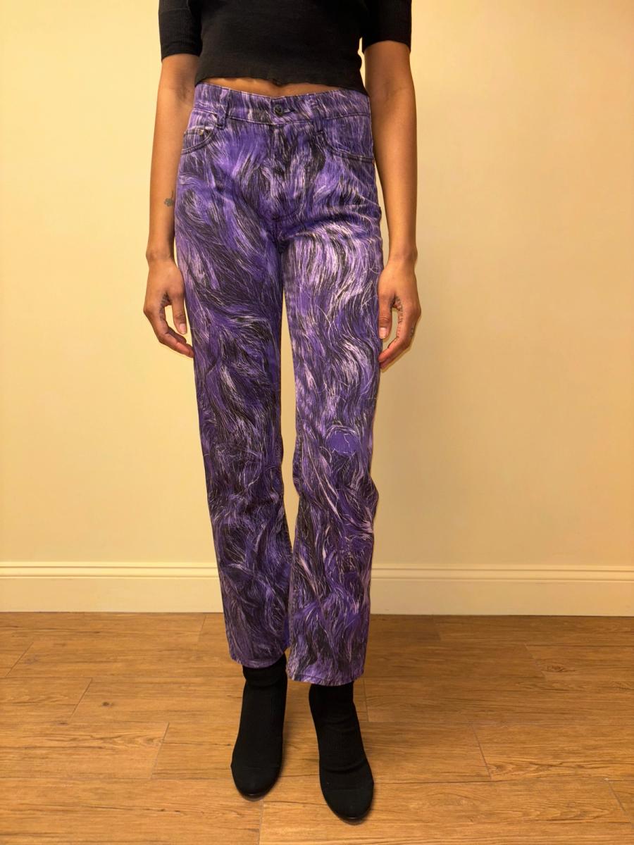 90s Vivienne Westwood Purple Hair Print Jeans product image