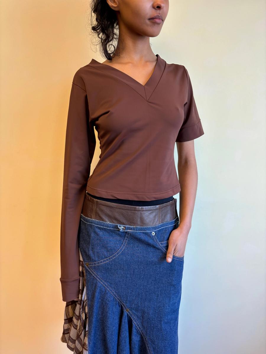90s 20471120 Asymmetrical Brown Shirt product image